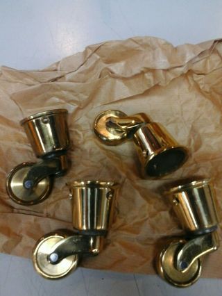 1 1/4 Solid Brass Cup Castors Set Of 4