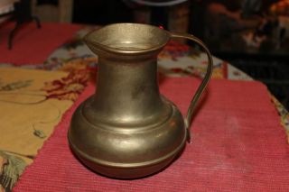Vintage Middle Eastern Bronze Brass Water Pitcher W/large Handle - Country Decor