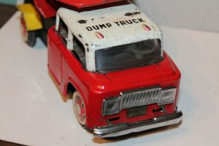 VINTAGE 1960 ' S TIN FRICTION POWERED DUMP TRUCK with BELL SOUND 3