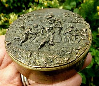 Fine Antique Bronze Medallion & Brass Snuff Box Signed G F Paris Made In France