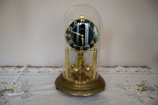 Large " Kern " German 400 Day Anniversary Clock In Glass Dome - Fully.