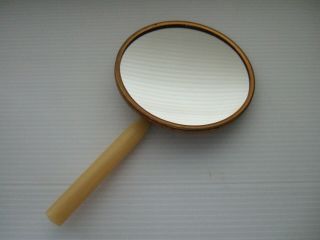 ANTIQUE?/VINTAGE CHINESE SMALL ROUND HAND MIRROR WITH FOLDING HANDLE 4