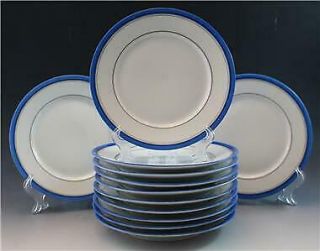 French Limoges Old Paris Porcelain Set Of 12 Dessert Plates W/ Celestial Blue
