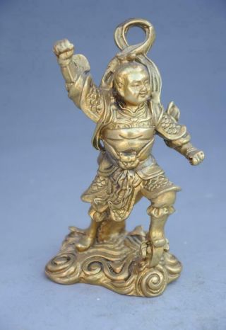 Chinese Old Copper Hand - Carved Mythological Figure Nezha Nalakuvara Statue B01
