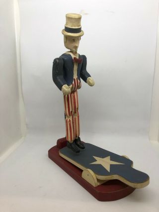 Vintage Wooden Folk Art Toy - Dancing Uncle Sam - Ships
