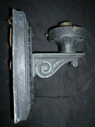Antique Vintage Victorian Gothic Architecural Heavy Black Cast Iron Wall Sconce