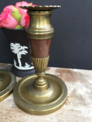 Antique French Empire Bronze Candlesticks 3
