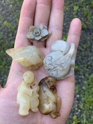 Chinese Antique Five White Jade Qing China Asian