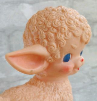 Vintage 1955 The SUN RUBBER Co Pink Baby Sheep Lamb SQUEAK Toy - 1950s 4