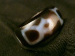 Special Pure Tibetan Agate Dzi 4taras Ring J114