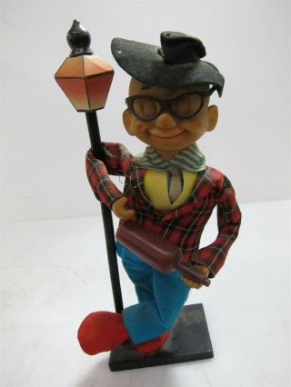 Vintage T.  K.  R.  Made In Japan Wind Up Musical Doll Toy - Drunk Guy At Lamp Post