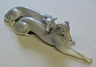 Vintage Erphila Germany Porcelain Dogs Greyhounds? Whippets? Relaxing Together