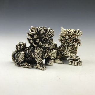 Collected Chinese Tibetan Silver Handmade Lion Statue