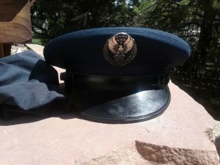 Civil Air Patrol Service Cap Hat W Badge Emblem Device Size 7 1/8 & Usaf Cover