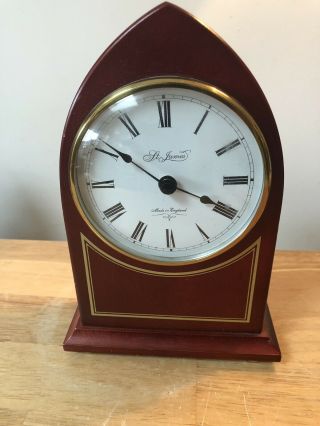 Vintage St James Of London Hirds Hull Wooden Mantle Clock Fully