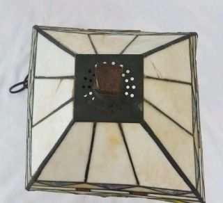 Tiffany style stained glass lamp double socket pull chain Arts Crafts Mission 5