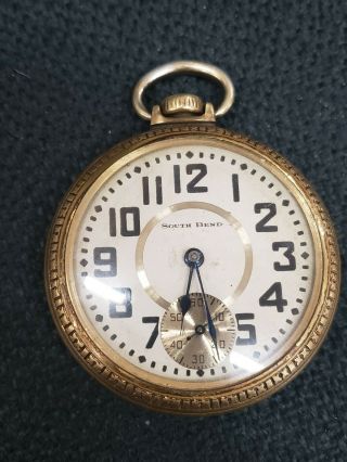 Vintage 16 Size South Bend Bend Pocketwatch 19 Jewel Grade 219 - Runs - Vt327