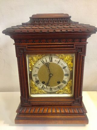 Antique Carved Oak Ting Tang Bracket Clock For Spare