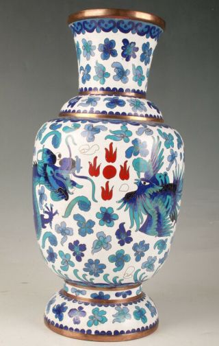 Antique Chinese Cloisonne Enamel Vases Old Handmade Dragon Crafts Collec Gift M