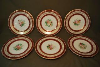 Set Of 6 Antique 19th C Hand - Painted Porcelain Dinner Plates England 9 "