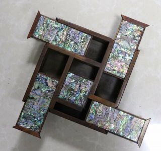 Asian Collectable Decor Boxwood Inlay Conch Carve Old Usable Girl Jewelry Box