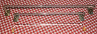 (( (3 Vintage Kimble 1 24 " & 2 18” Clear Glass Art Deco Towel Bar)) )