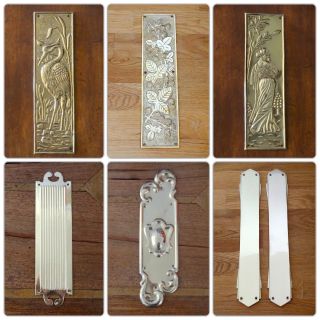 BRASS FINGER PLATE ART NOUVEAU DOOR PUSH PLATES FINGERPLATE HANDLES KNOBS 4