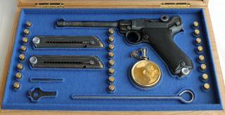 PISTOL GUN PRESENTATION CASE BOX for LUGER P08 NAVY 6 inch parabellum artillery 6