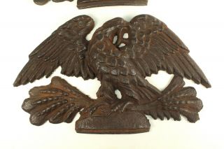 Antique 1800 ' s Pair Cast Iron Eagle Plaques Ornaments Wood Stove 3