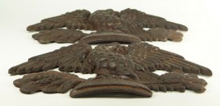 Antique 1800 ' s Pair Cast Iron Eagle Plaques Ornaments Wood Stove 8