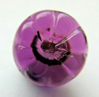 Exquisite Antique Vtg 19th C Molded Amethyst Glass Charmstring Button 1/2 " (b)