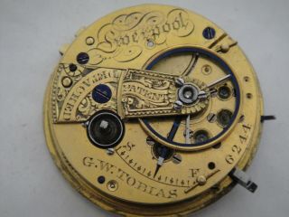 G W Tobias Liverpool Lever Fusee Movement 42mm Wide Dial Sn 6244