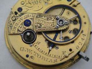 G W Tobias Liverpool lever fusee movement 42mm wide dial sn 6244 2