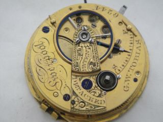 G W Tobias Liverpool lever fusee movement 42mm wide dial sn 6244 8