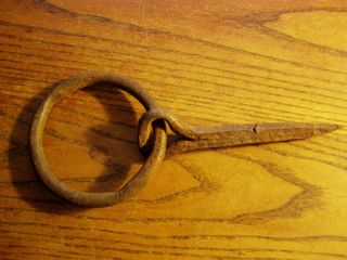 Horse Tie Hitching 3 5/8 " Ring Barn Door Pull Hand Forged Iron,  Forged Spike