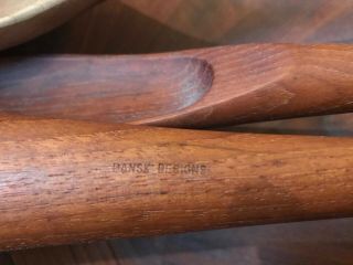 Mid - Century Modern Dansk Designs Denmark Bowl Wooden Spoons Tongs - Approx 16.  5” 4