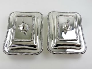 Harrods Pair Silver Entree Dishes,  C J Vander 1963 Serving Platters 3660g