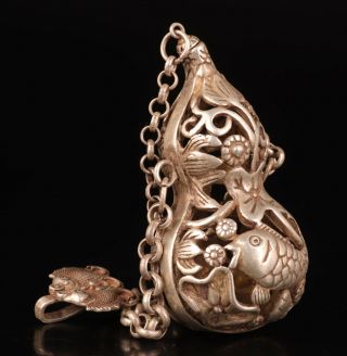 Christmas Gift Tibetan Silver Copper Pendant Netsuke Snuff Bottle Old Hollow