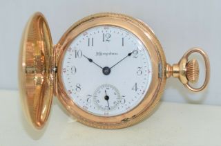 Vintage Hampden Diadem Pocket Watch 3/0s 15j Dueber Special Ygf Hunting Case