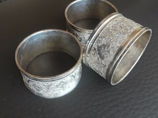 Set Of 6 Persian Solid Silver Napkin Ring