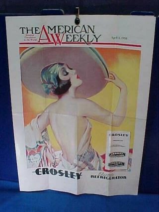 Orig 1934 Art Deco Illustrated Crosley Refrigerators Advertising Insert Poster