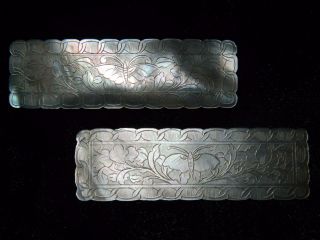 Antique Chinese Hand Carved Rectangular Mother Of Pearl Butterfly Gaming Chips