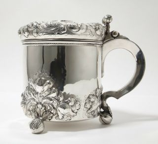Silver Mug (tankard) With A Lid.  Baroque.  Denmark,  Mid - 20th Century.