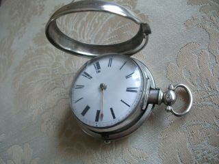 Antique Solid Silver Pair Case Fusee Verge Pocket Watch By Lelli Isle Of Wight