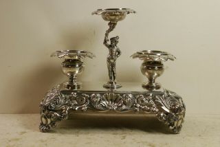 Antique Spanish Silver Ink Stand,  Signed,  Circa 1900,  Probably Sterling Or 900