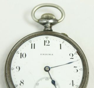 Vintage Enigma Swiss Brevets Pocket Watch Missing Face Glass 2