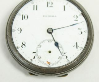 Vintage Enigma Swiss Brevets Pocket Watch Missing Face Glass 3