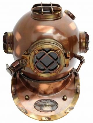 Antique Brass Deep Sea Us Navy Mark V Diving Marine Scuba Divers Helmet 18 "