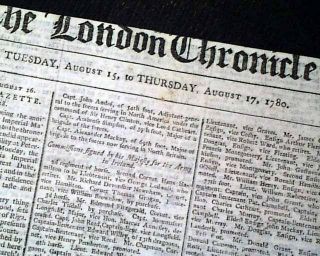 Revolutionary War Era Enemy London Chronicle England Old 1780 Newspaper