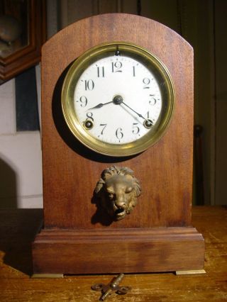 Antique Rare Ansonia 1914 " Harwich " Mahogany Shelf Cabinet Clock